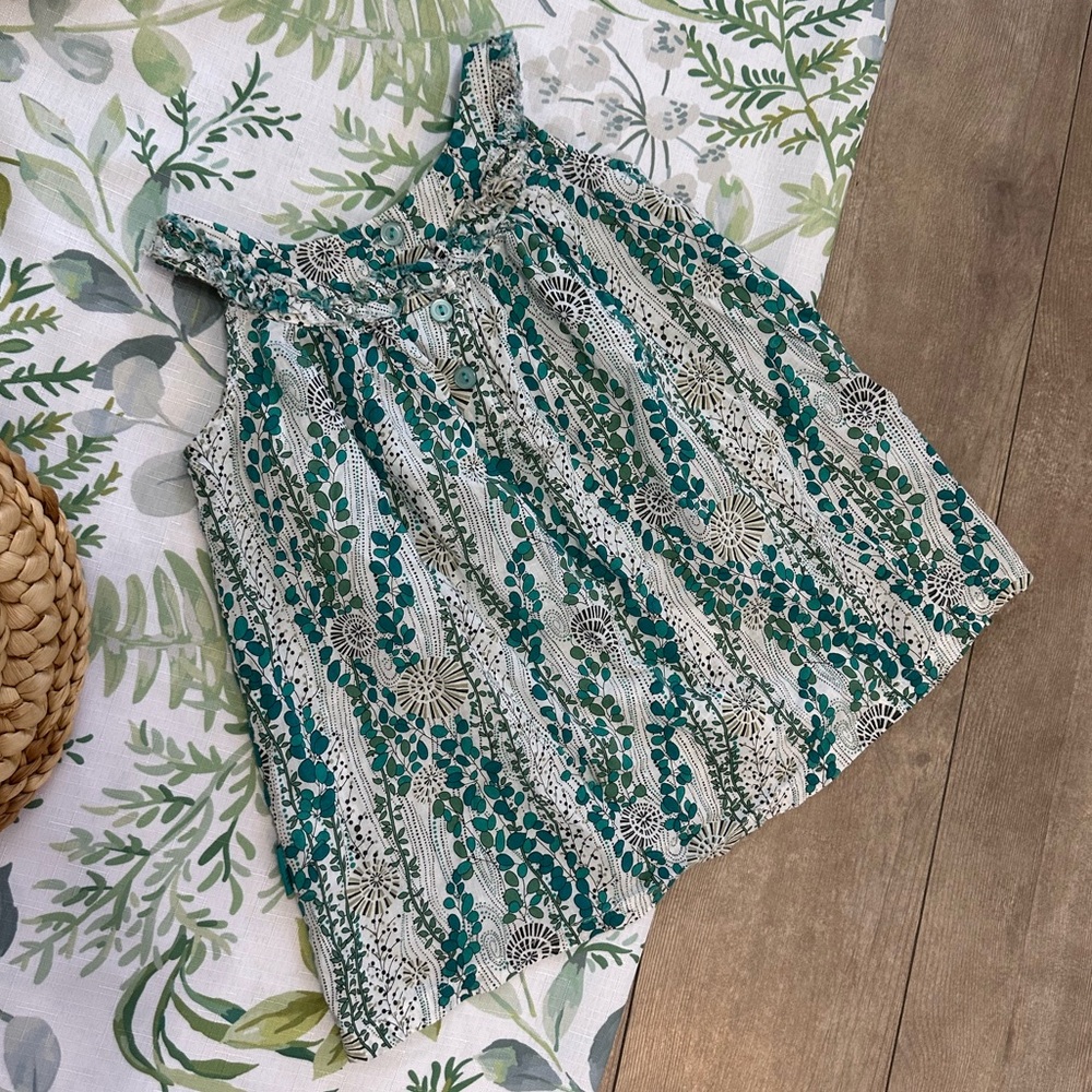 Rabbit Moon Toddler Girl Bohemian Floral Print Ruffle Sleeveless Blouse 4T - Picture 9 of 16